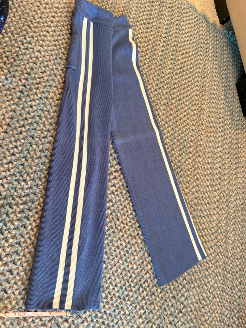 Maeve Wide-Leg Knit Pants with Side Stripes - Blue sz M NEW - Picture 12 of 13